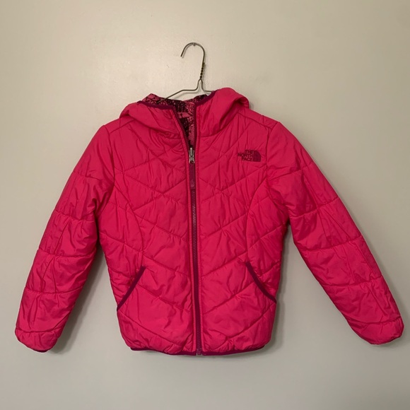 The North Face Other - The North Face — girls puffer jacket, reversible pink then pink/purple butterfly